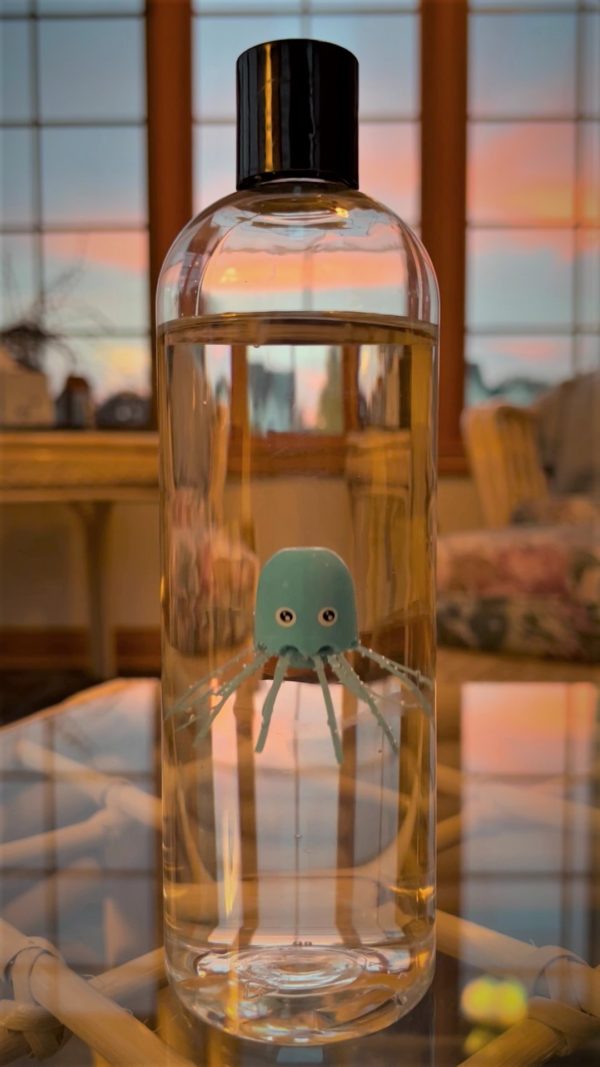 Jellyfish in motion in a bottle of water